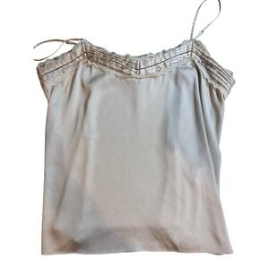 White House Black Market Lace Trim Camisole Top Champagne Beige Womens Large